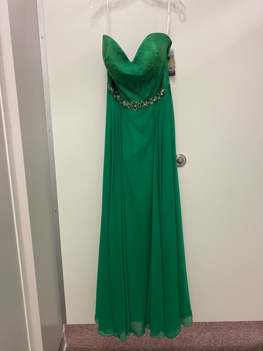 Emerald Strapless Evening Gown with Beaded Waist